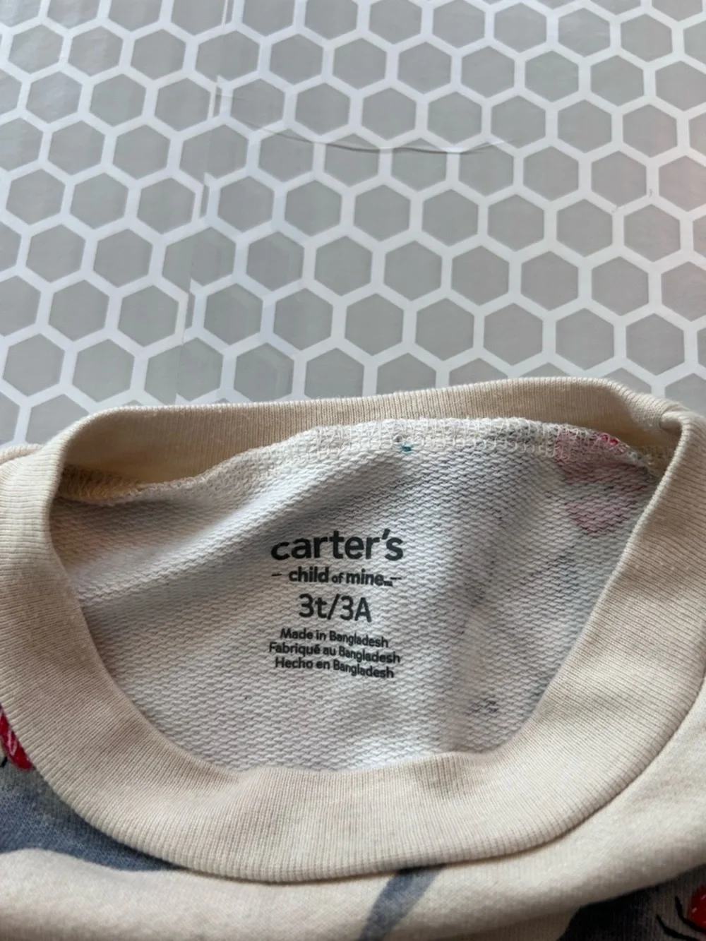 Carter's Cream Sweatshirt with Gray and Red Dinosaur’s Set. Size 3T
